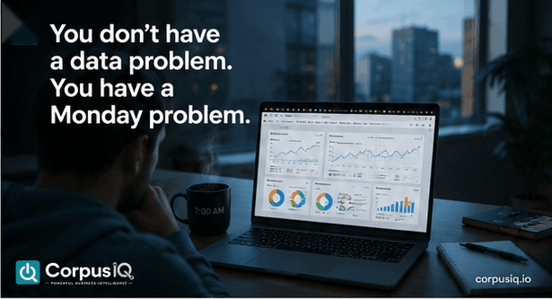 You don't have a data problem. You have a Monday problem, over a laptop dashboard at dusk