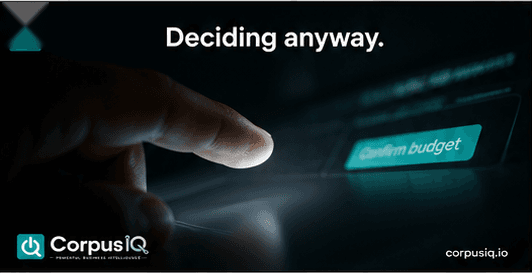 Deciding anyway, over a finger pressing a glowing Confirm budget button