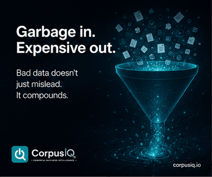 Garbage in. Expensive out. Bad data doesn't just mislead. It compounds, over a glowing data funnel