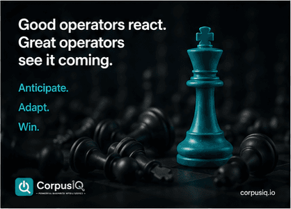 Good operators react. Great operators see it coming. Anticipate. Adapt. Win, with a teal chess king