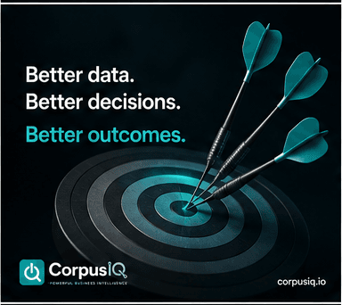 Better data. Better decisions. Better outcomes, with teal darts hitting a bullseye