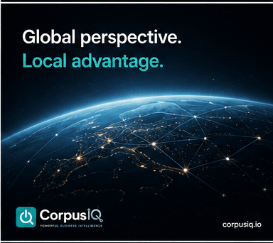 Global perspective. Local advantage, over a night view of Earth with connected city lights