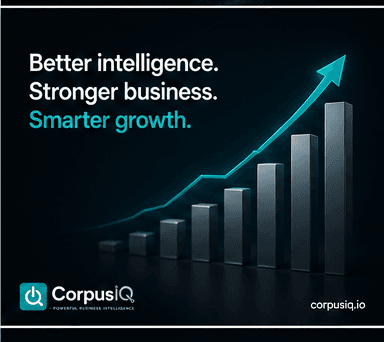 Better intelligence. Stronger business. Smarter growth, over a rising bar chart with an upward arrow